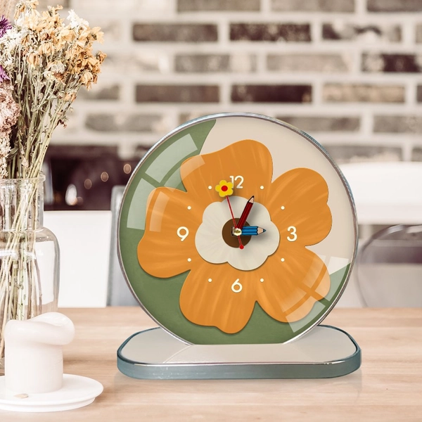 Tranh Đồng Hồ Để Bàn Hoa lá Nghệ Thuật