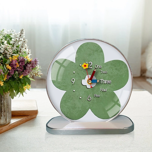 Tranh Đồng Hồ Để Bàn Hoa lá Nghệ Thuật