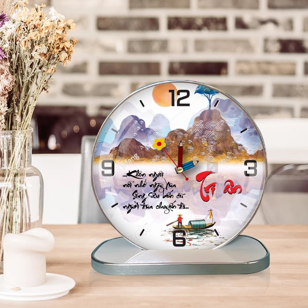Tranh Đồng Hồ Để Bàn Thư Pháp Tri Ân