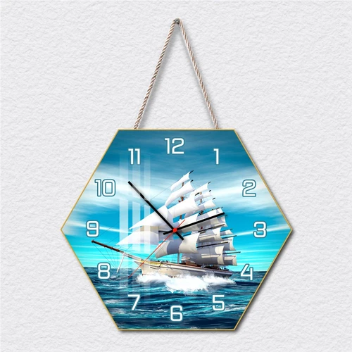 Tranh Đồng Hồ Dây Treo Tráng Gương Thuận Buồm Xuôi Gió