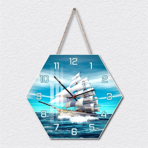 Tranh Đồng Hồ Dây Treo Tráng Gương Thuận Buồm Xuôi Gió