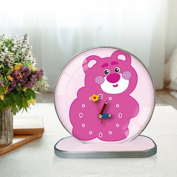 Tranh Đồng Hồ Để Bàn Hình Gấu Hồng