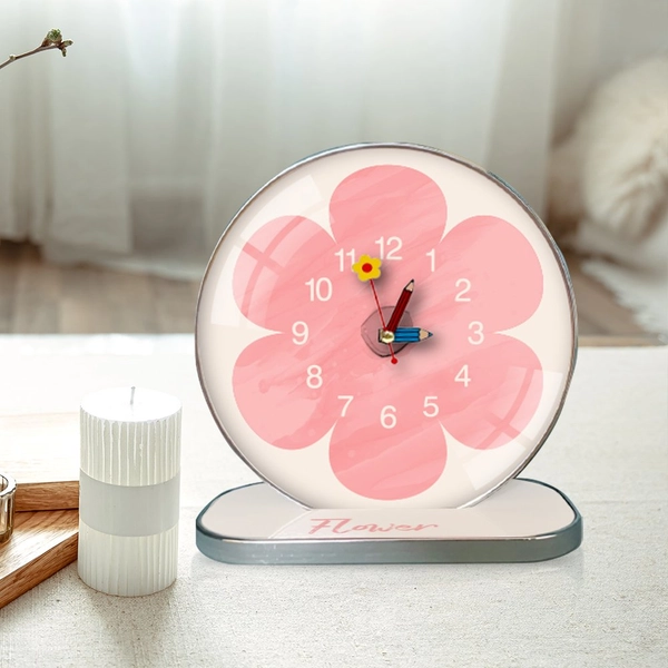 Tranh Đồng Hồ Để Bàn Hoa Cam Nghệ Thuật