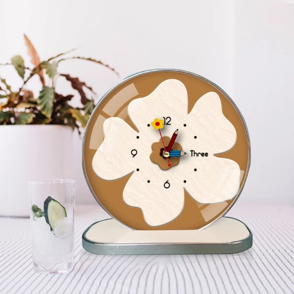 Tranh Đồng Hồ Để Bàn Hoa lá Nghệ Thuật