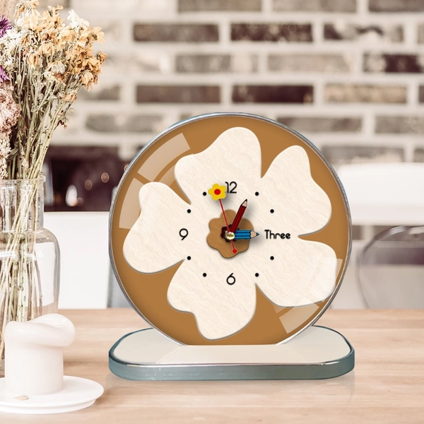 Tranh Đồng Hồ Để Bàn Hoa lá Nghệ Thuật