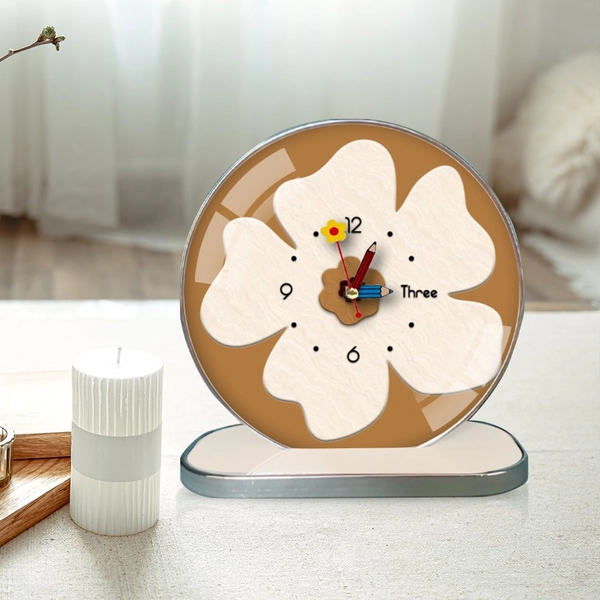 Tranh Đồng Hồ Để Bàn Hoa lá Nghệ Thuật