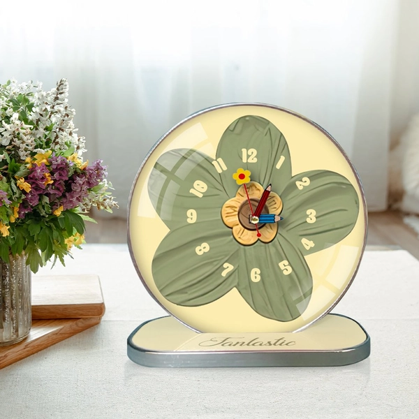 Tranh Đồng Hồ Để Bàn Hoa lá Nghệ Thuật