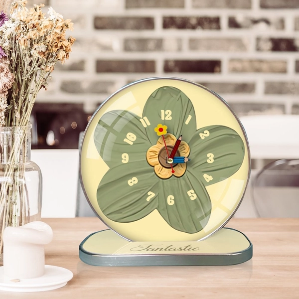 Tranh Đồng Hồ Để Bàn Hoa lá Nghệ Thuật