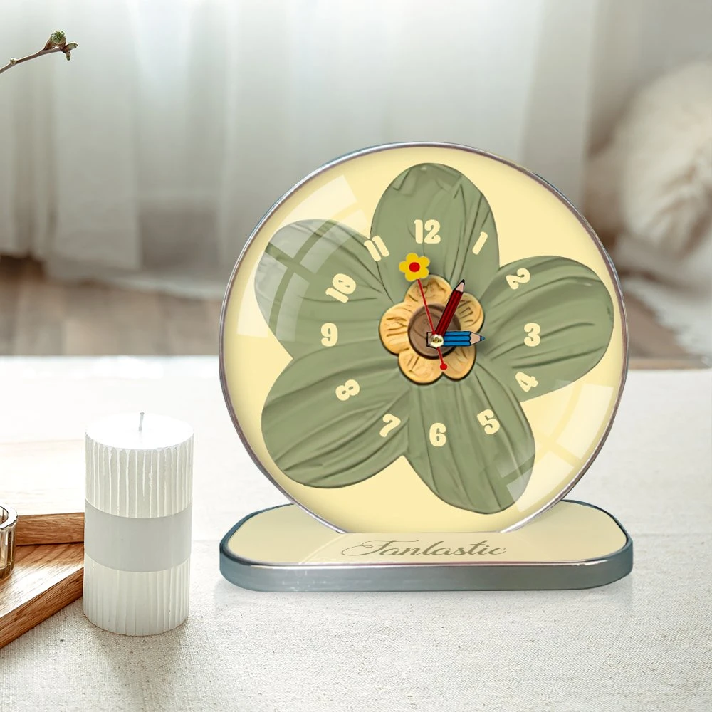 Tranh Đồng Hồ Để Bàn Hoa Xanh Nghệ Thuật