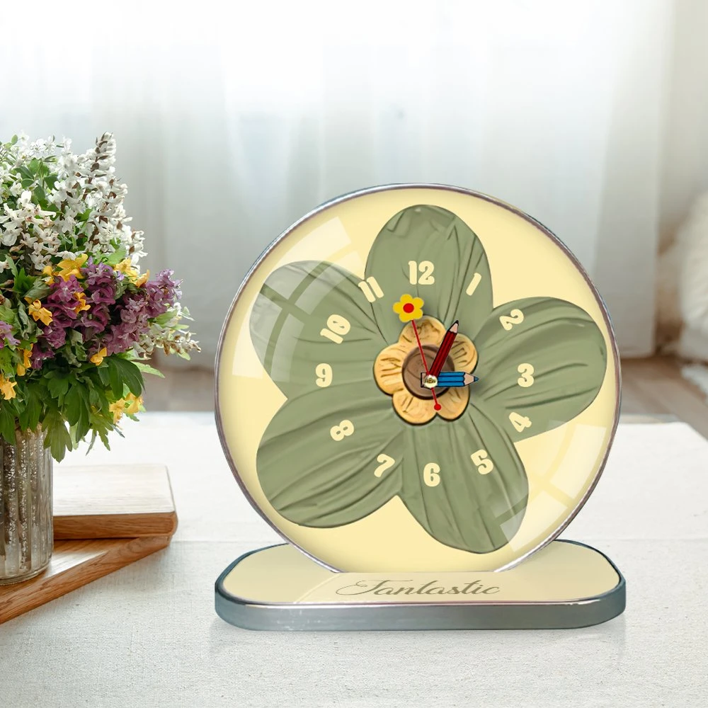 Tranh Đồng Hồ Để Bàn Hoa Xanh Nghệ Thuật