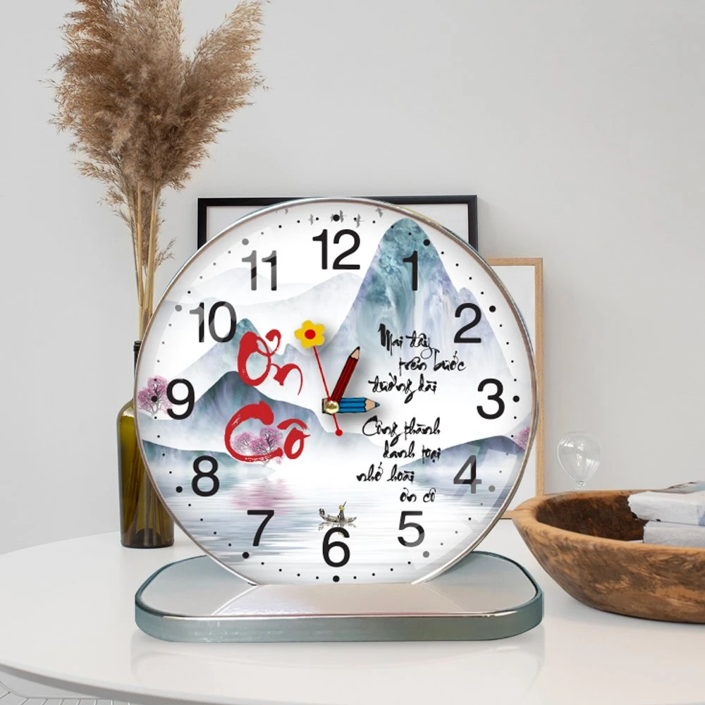 Tranh Đồng Hồ Để Bàn Thư Pháp Ơn Cô