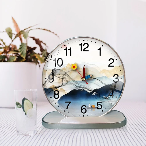 Tranh Đồng Hồ Để Bàn Thuyền Và Núi Non