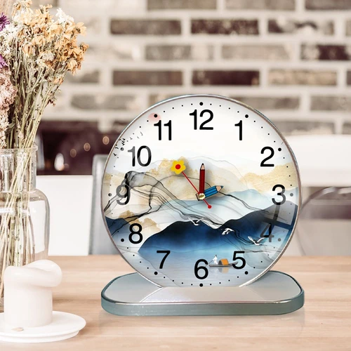 Tranh Đồng Hồ Để Bàn Thuyền Và Núi Non