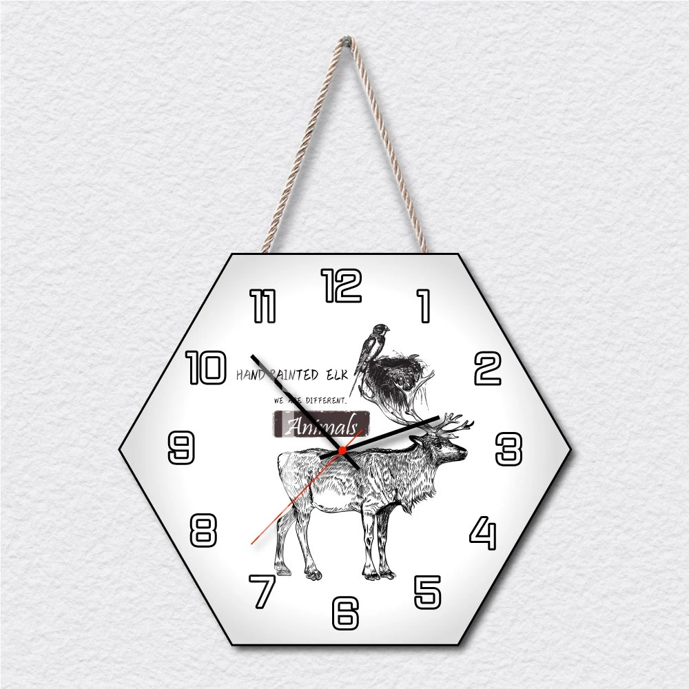 Tranh Đồng Hồ Dây Treo Tráng Gương Hươu Và Chim Nghệ Thuật