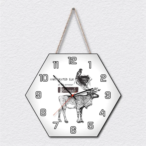 Tranh Đồng Hồ Dây Treo Tráng Gương Hươu Và Chim Nghệ Thuật