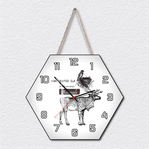 Tranh Đồng Hồ Dây Treo Tráng Gương Hươu Và Chim Nghệ Thuật