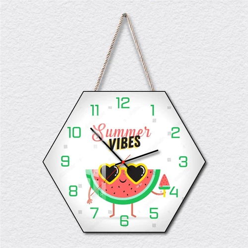 Tranh Đồng Hồ Dây Treo Tráng Gương Mùa Hè Sôi Động