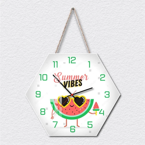Tranh Đồng Hồ Dây Treo Tráng Gương Mùa Hè Sôi Động
