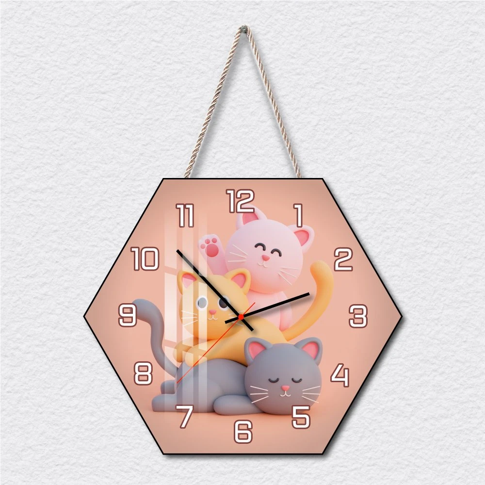 Tranh Đồng Hồ Dây Treo Tráng Gương Những Chú Mèo Xinh Xắn