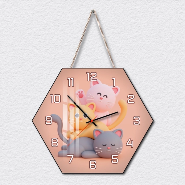 Tranh Đồng Hồ Dây Treo Tráng Gương Những Chú Mèo Xinh Xắn