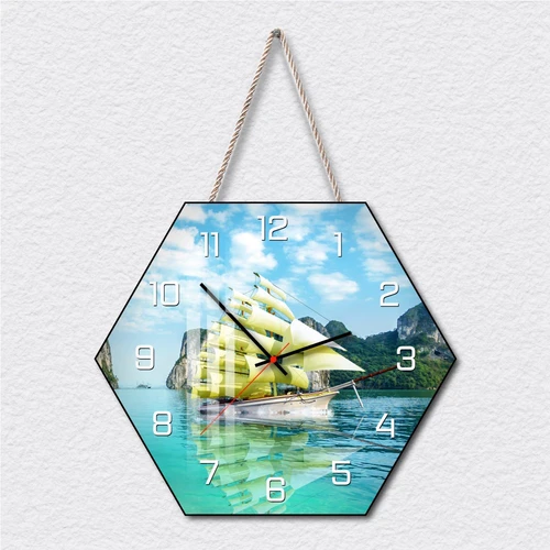 Tranh Đồng Hồ Dây Treo Tráng Gương Thuận Buồm Xuôi Gió 2