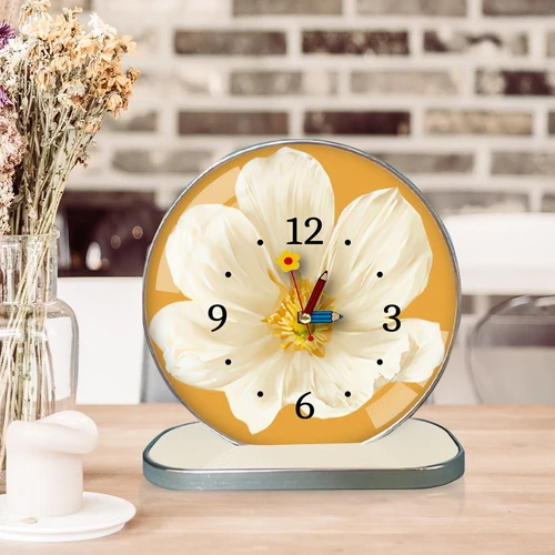 Tranh Đồng Hồ Để Bàn Hoa Cam Nghệ Thuật