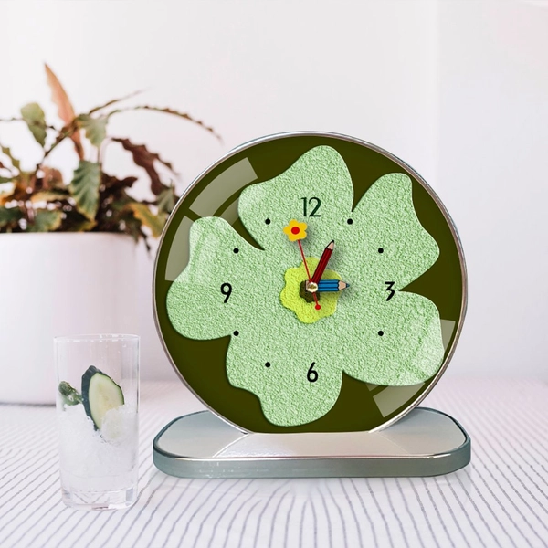 Tranh Đồng Hồ Để Bàn Hoa lá Nghệ Thuật