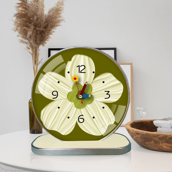 Tranh Đồng Hồ Để Bàn Hoa lá Nghệ Thuật