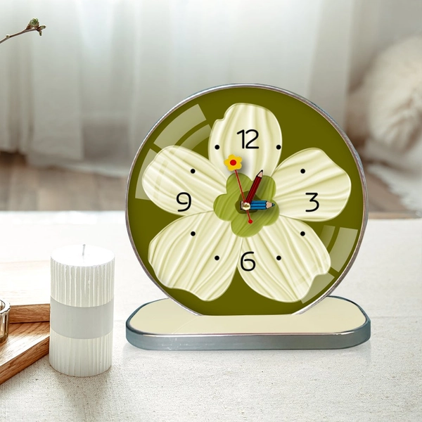 Tranh Đồng Hồ Để Bàn Hoa lá Nghệ Thuật