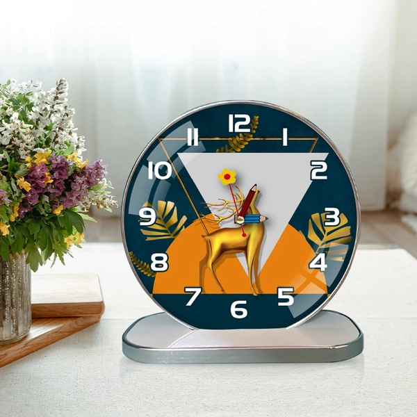 Tranh Đồng Hồ Để Bàn Hươu Vàng Tài Lộc 3