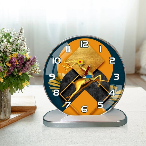 Tranh Đồng Hồ Để Bàn Hươu Vàng Tài Lộc 3