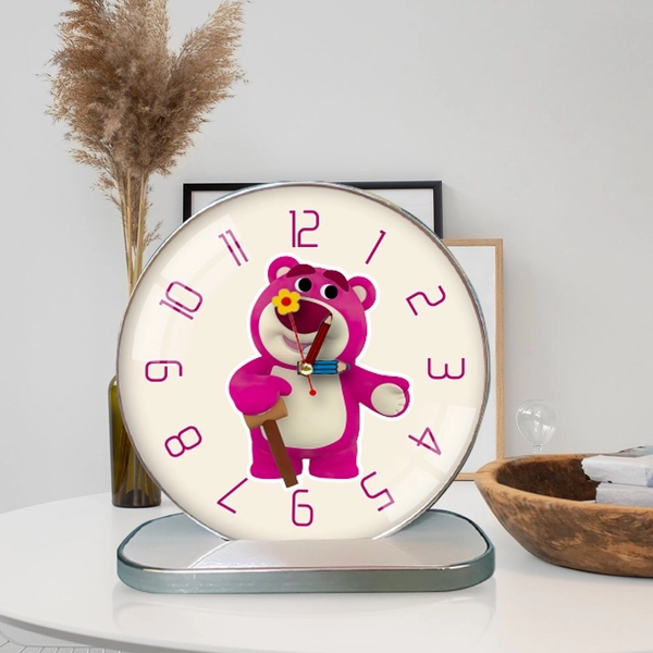 Tranh Đồng Hồ Để Bàn Hình Gấu Hồng