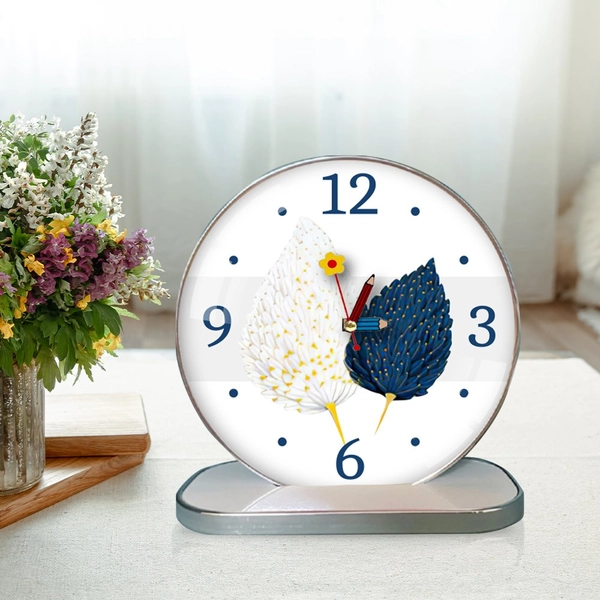 Tranh Đồng Hồ Để Bàn Lông Vũ 3D Nghệ Thuật