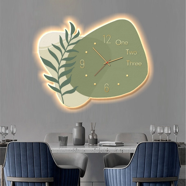 Tranh đèn LED treo tường tráng gương cao cấp kèm đồng hồ mẫu 321