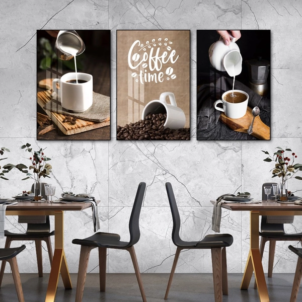Tranh 3 Tấm Treo Tường Coffee Nghệ Thuật