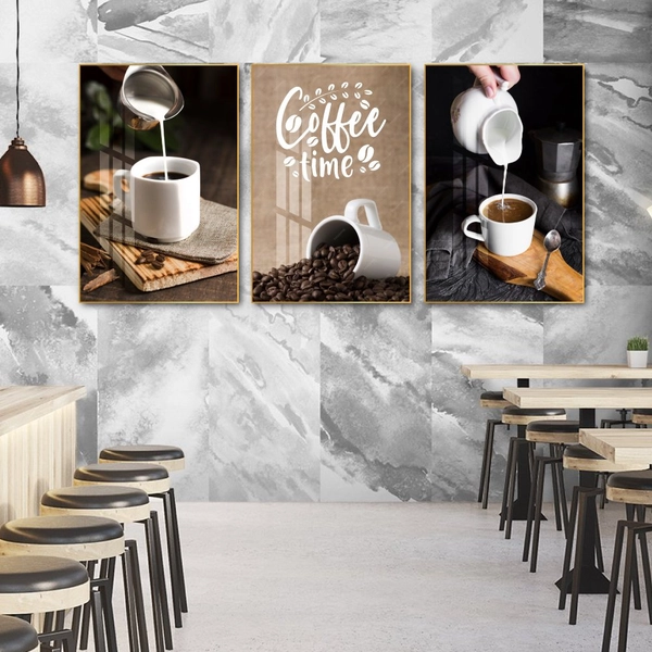Tranh 3 Tấm Treo Tường Coffee Nghệ Thuật
