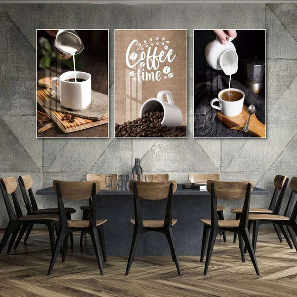 Tranh 3 Tấm Treo Tường Coffee Nghệ Thuật