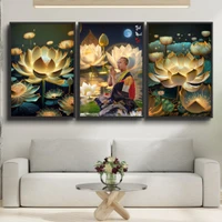 Tranh Treo Tường Bộ 3 tấm Sư Thầy Thích Minh Tuệ Đóa Sen Vô Thường 3