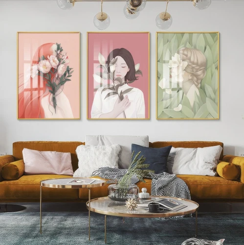 Tranh 3 Tấm Treo Tường Cô Gái Nghệ Thuật