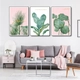 Tranh 3 Tấm Treo Tường Lá Xanh Nghệ Thuật