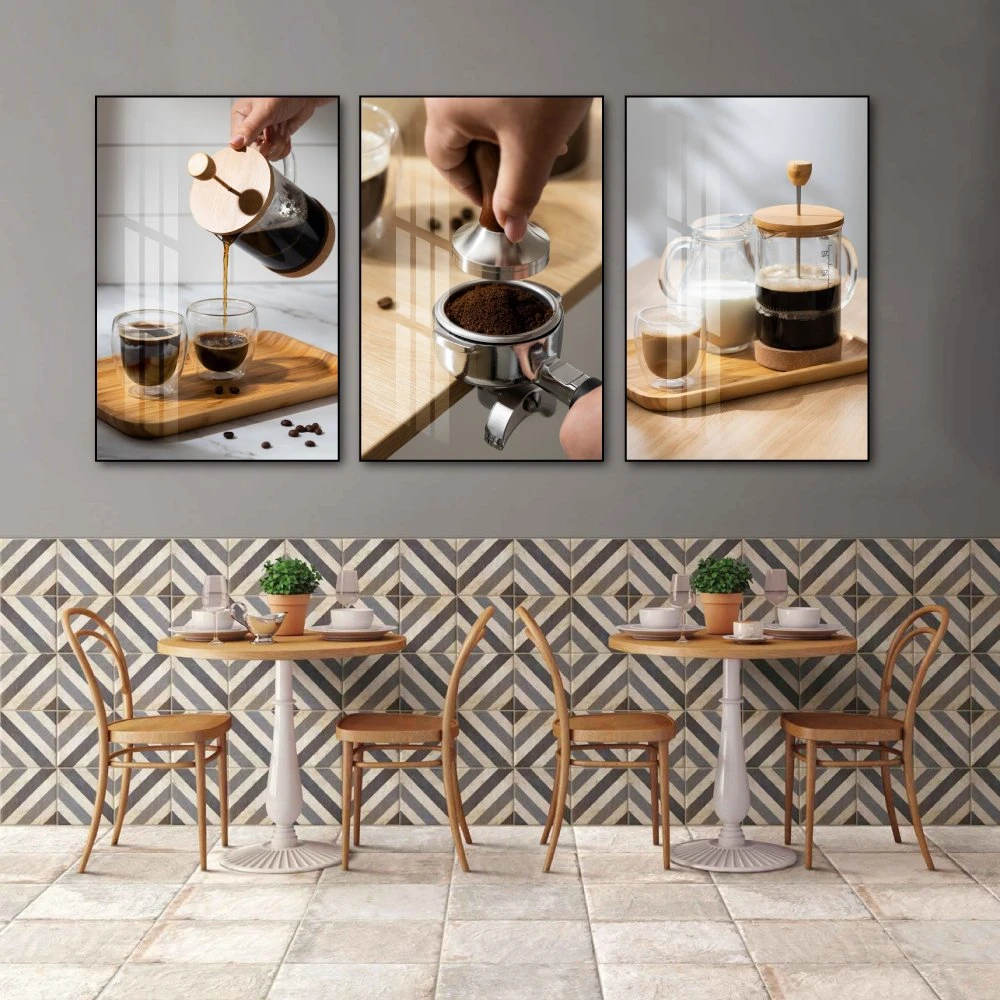 Tranh 3 Tấm Treo Tường Coffee Nghệ Thuật Mẫu 4