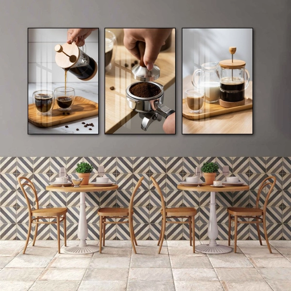 Tranh 3 Tấm Treo Tường Coffee Nghệ Thuật Mẫu 4
