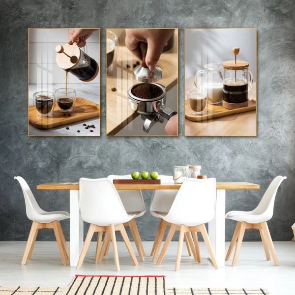 Tranh 3 Tấm Treo Tường Coffee Nghệ Thuật Mẫu 4