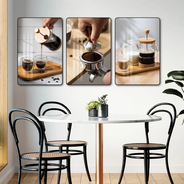 Tranh 3 Tấm Treo Tường Coffee Nghệ Thuật Mẫu 4