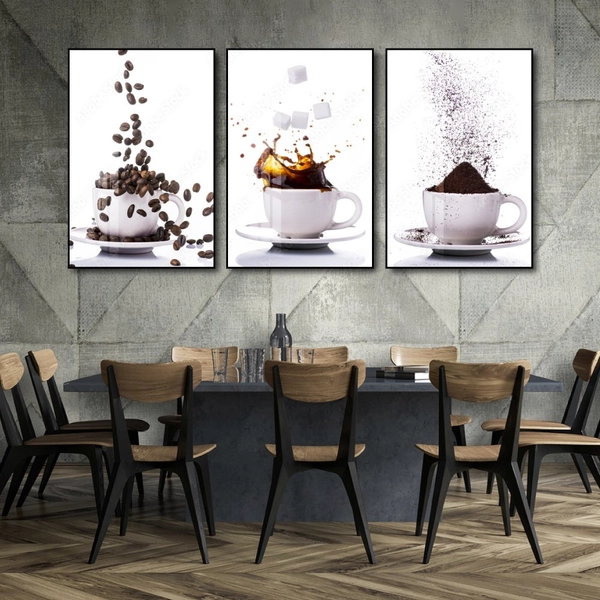 Tranh 3 Tấm Treo Tường Coffee Nghệ Thuật Mẫu 5