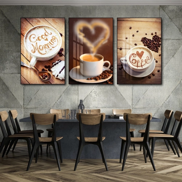 Tranh 3 Tấm Treo Tường Coffee Nghệ Thuật Mẫu 10