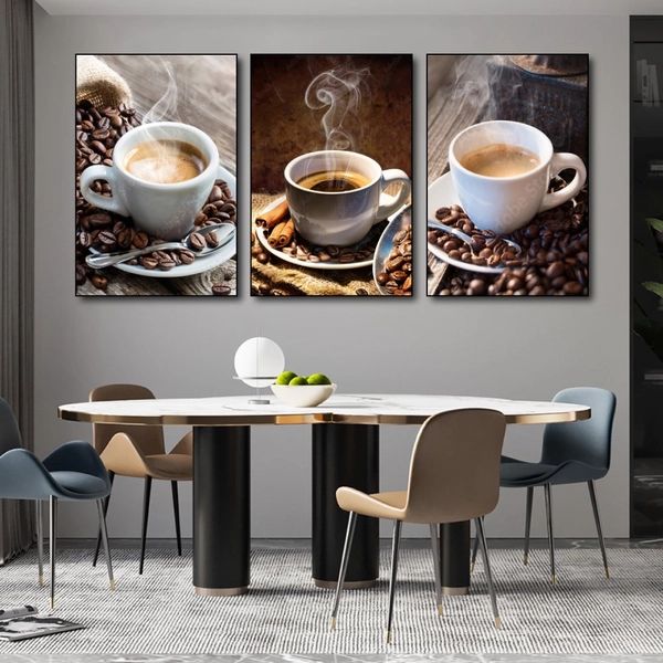 Tranh 3 Tấm Treo Tường Coffee Nghệ Thuật Mẫu 13