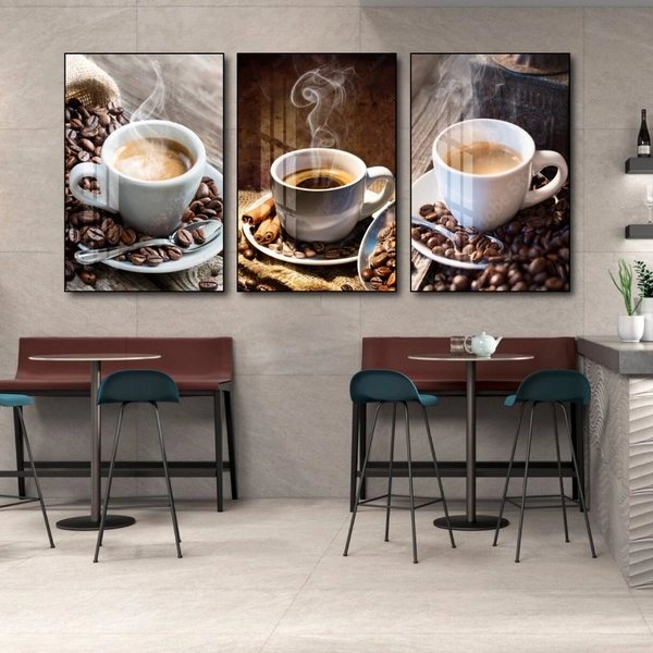 Tranh 3 Tấm Treo Tường Coffee Nghệ Thuật Mẫu 13
