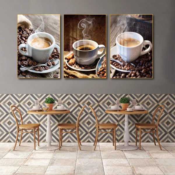 Tranh 3 Tấm Treo Tường Coffee Nghệ Thuật Mẫu 13