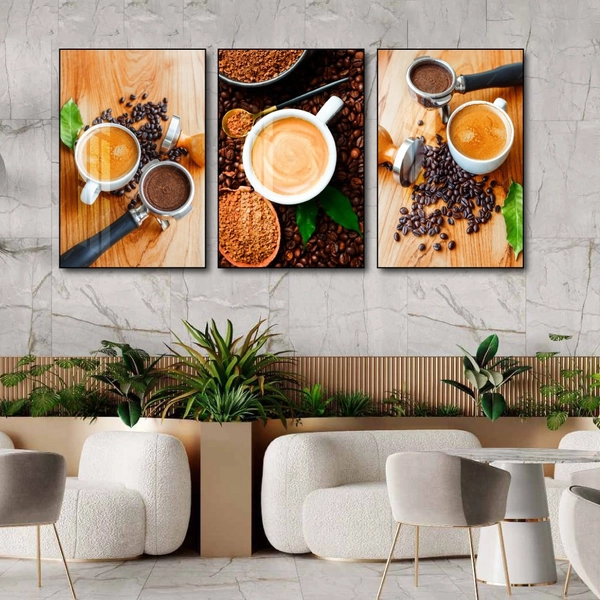 Tranh 3 Tấm Treo Tường Coffee Nghệ Thuật Mẫu 14